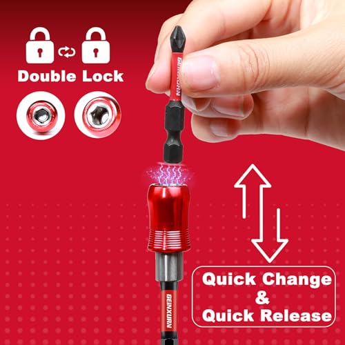 Geinxurn 4PCS Impact Screwdriver Bit Holder Set, Magnetic Extension Quick-Change Socket Drill Bit Holder Cr-V SteelHex Shank Quick Release Drill Bit Guide (2.5” 4” 6” 12”) - Thumbnail 4