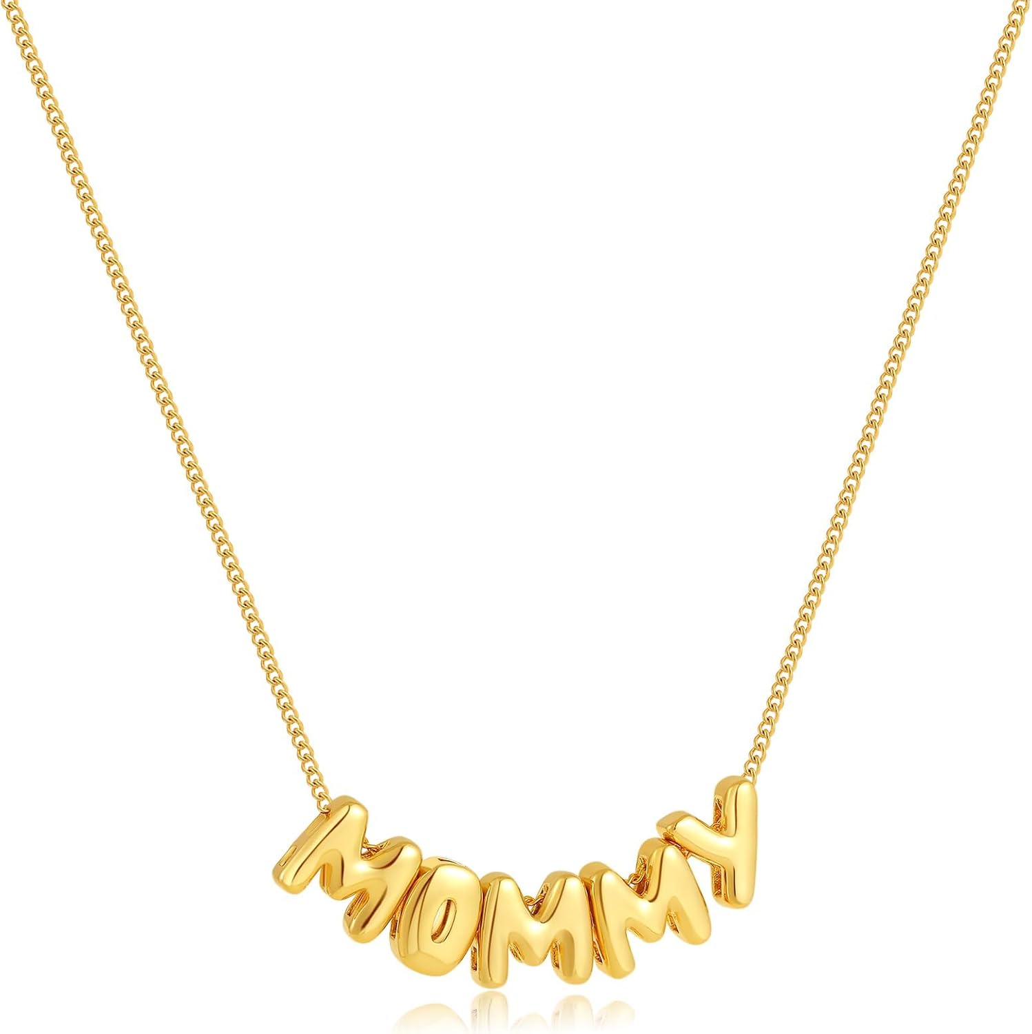 Mama Necklace New Plated Gold Bubble 3D Letter Necklaces for Mommy Woman,Mother’s Day Gift Jewelry Alphabets Pendant Mom Necklace