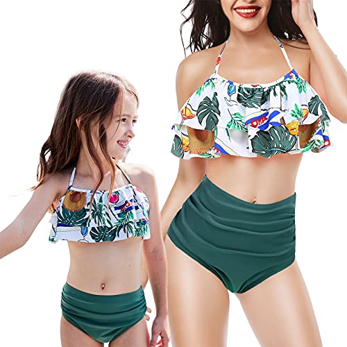 Image of Girls Two Piece Bikini Swimsuits Striped Ruffle Swimwear Falbala Bathing Suit Set