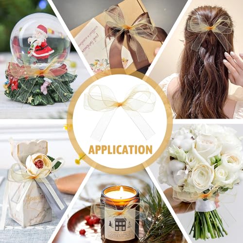 45m Organza Band Gold,Gold Geschenkband,Golden Schleifenband,Transparent Organzaband Golden,Glitzer Dekoband,Schmal Tüllband Für Schleife,Geschenkpapierband,für Geburtstag Hochzeit Blumensträuße