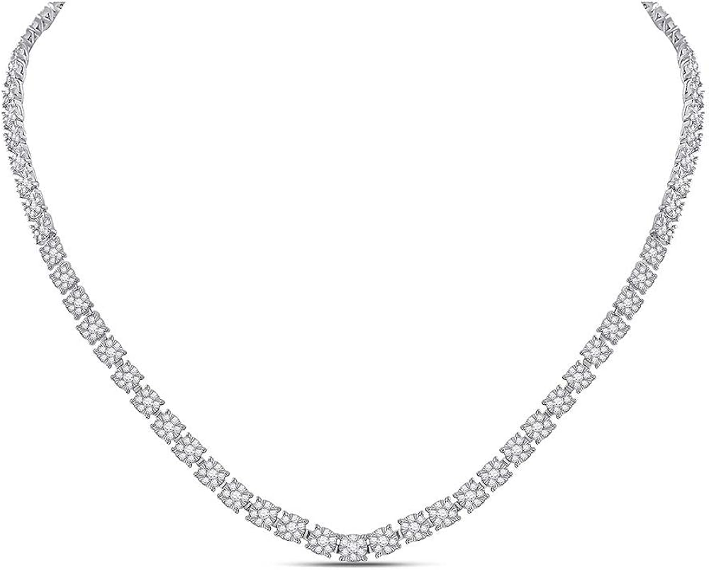 Diamond2Deal 14 Karat Weißgold, DamenTennisHalskette mit runden