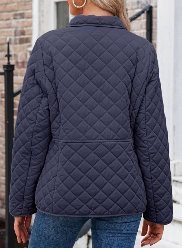 Dokotoo Women's Winter Quilted Jackets Long Sleeve Button Down Diamond Puffer Jacket Outerwear Coats with Pockets - Image 5