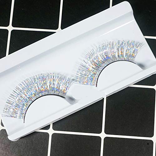 Dorisue Halloween Lashes Silver Eyelashes Glitter Eyelashes Princess Cosplay Eyelashes Silver-White False Eyelashes Extension For Women Girls P24 #TOP1