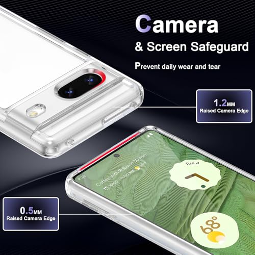 Image of Case for Google Pixel 7, Military Grade Drop Protection Phone Case, Yellowing Resistant, Anti-Scratch Hard PC Back, Shockproof Hard Ultra-Thin Protective Cover, Clear
