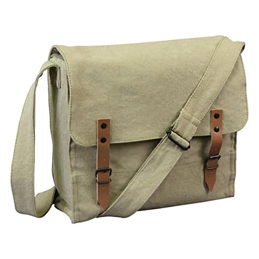 Rothco Vintage Medic Canvas Bag with Cross Crossbody Messenger Shoulder Bag,Khaki