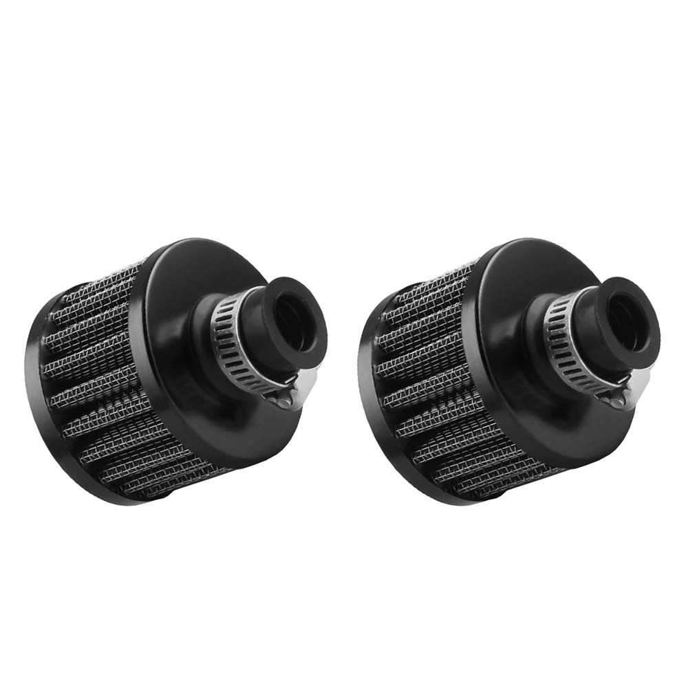 ESUPPORT 2 X 12mm Mini Black Universal Car Motor Cone Cold Clean Air Intake Filter Turbo Vent Breather