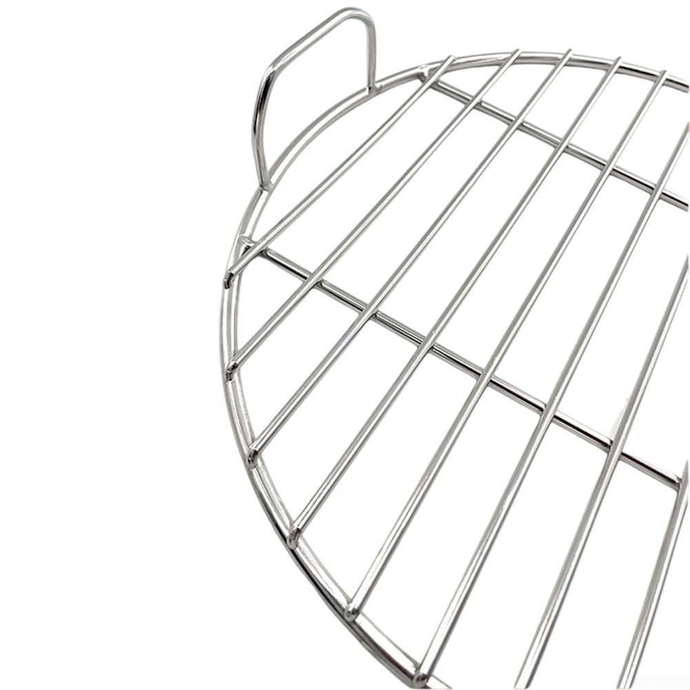 Rejilla redonda de acero inoxidable con asa, rejilla de cocción de 45 cm de diámetro para parrillas Weber 7432 y 57 cm, pieza de repuesto para barbacoa fácil de limpiar (45 cm)