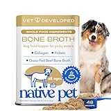 Native Pet Bone Broth for Dogs - Made with Real Beef Bone Broth, Dog Food Toppers for Picky Eaters - Provides Extra Hydration & Nutrition for Joint Strength, Immunity & Heart Health-48 Scoops