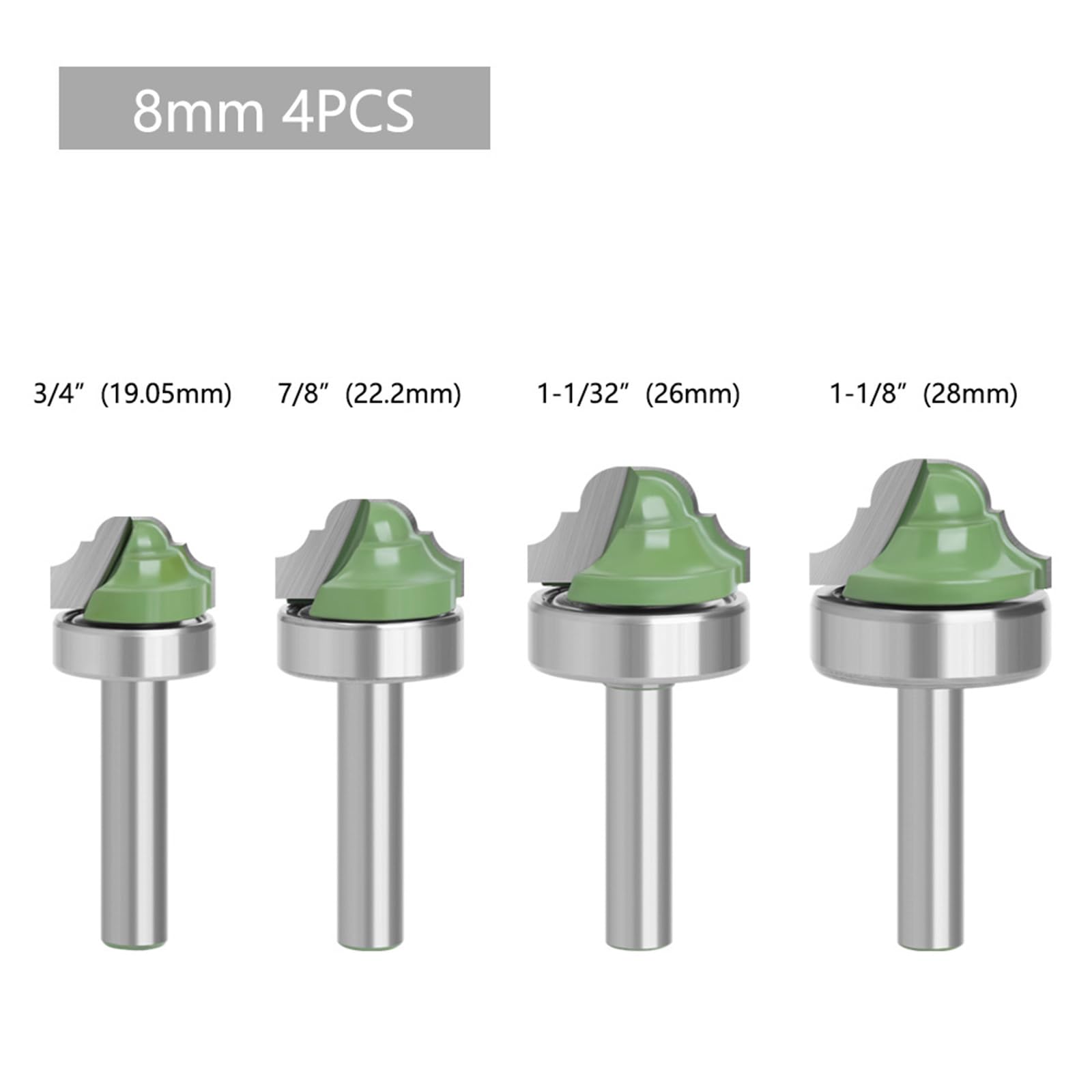 Broca de grabado alto con varios perfiles, vástago de 8 mm para materiales compuestos de madera