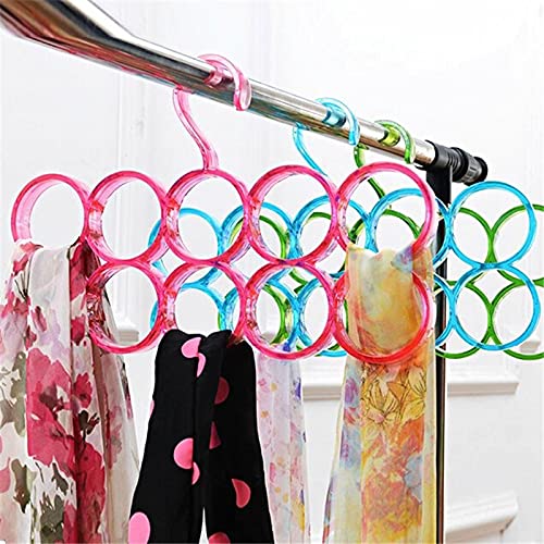 Double line Acrylic Hanger Plastic Ring Hanger for Scarf, Shawl, Tie, Belt, Closet Accessory Wardrobe Organizer - Random Colors Will be Sent-image-40