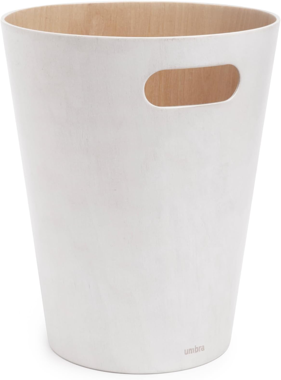 Umbra Woodrow, 2 Gallon Modern Wooden Trash Can Wastebasket or Recycling Bin for Home or Office 082780-668, Blush