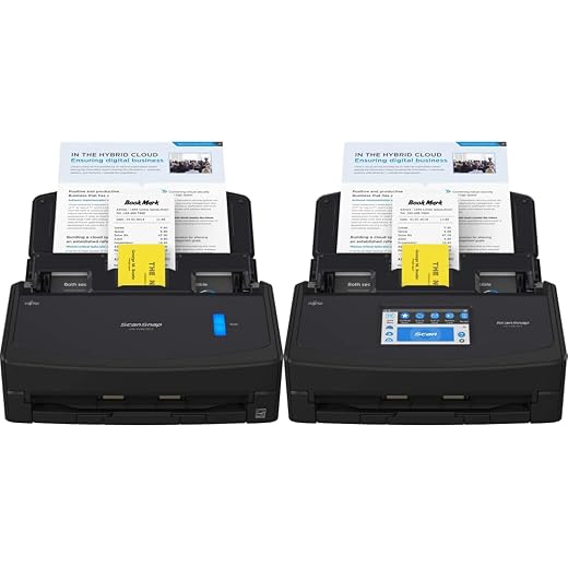 Fujitsu ScanSnap iX1400 Simple One-Touch Button Document Scanner for Mac or PC, Black & ScanSnap iX1600 Versatile Cloud Enabled Document Scanner for Mac or PC, Black