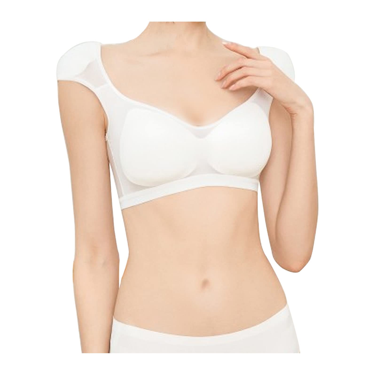 T-shirt femme soutien-gorge intégré blanc avec effet correcteur d'épaules taille M