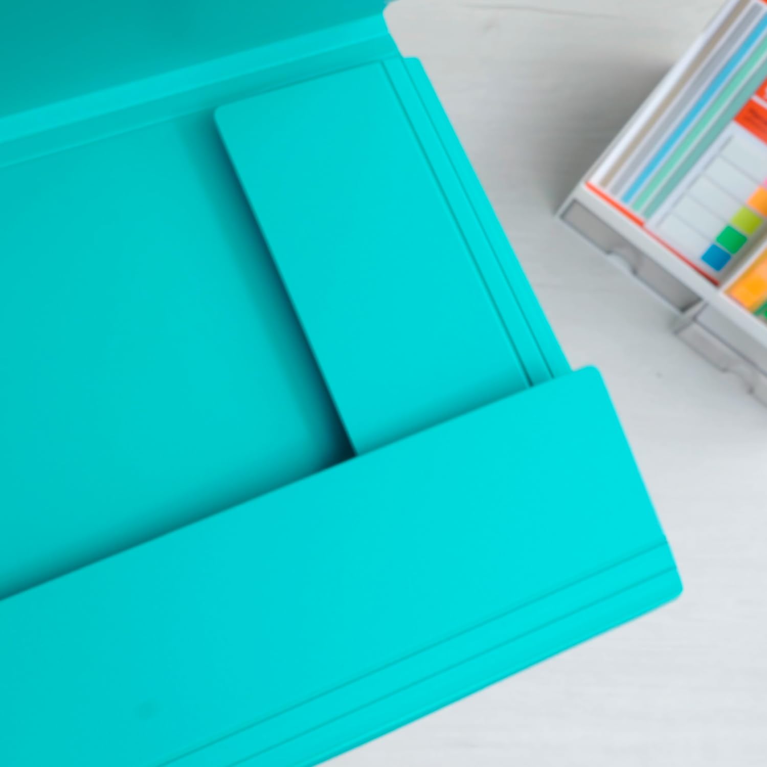 Grafoplas Cartella a tre alette Unequal Minimal Turchese | Polyfoam | Apertura 360 | Resistente e Ultraleggero | Chiusura elastica piatta | Coperchi rigidi | Materiale scolastico per documenti a4