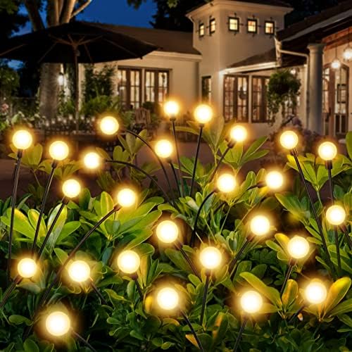 URAGO Solar Garden Lights, New Upgraded 2 Pack Solar Powered Firefly Lights, Sway by Wind, Solar Outdoor Lights Waterproof, 16 LED Starburst Swaying Solar Lights for Yard Patio Pathway Landscape Decor