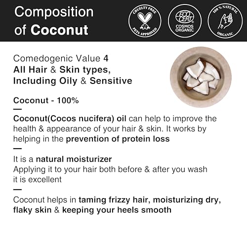 Image of Soulflower Extra Virgin Coconut Oil | Clinically Proven for Hair Growth, Moisturizer, Damage Repair, Anti-Frizz, Baby & Body Massage | 100% Pure, Ecocert Organic Certified, No Mineral Oil, 120ml