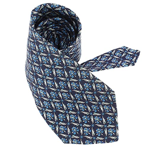 Cravate Lyonnaise en soie Jones Perse 04 motif fantaisie turquoise fabriqué en France