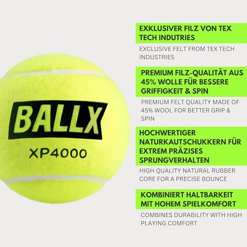 BallX Padel Bälle XP4000 mit Innendruck [3ER DOSE] - Padel Tennis Bälle aus Filz - Paddle Ball Qualitätswolle - Allrounder Paddle Balls - Pädelbälle Langlebig - Tennisbälle