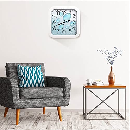 Pendule murale silencieuse moderne bleue design goutte d'eau 26x26cm - 6