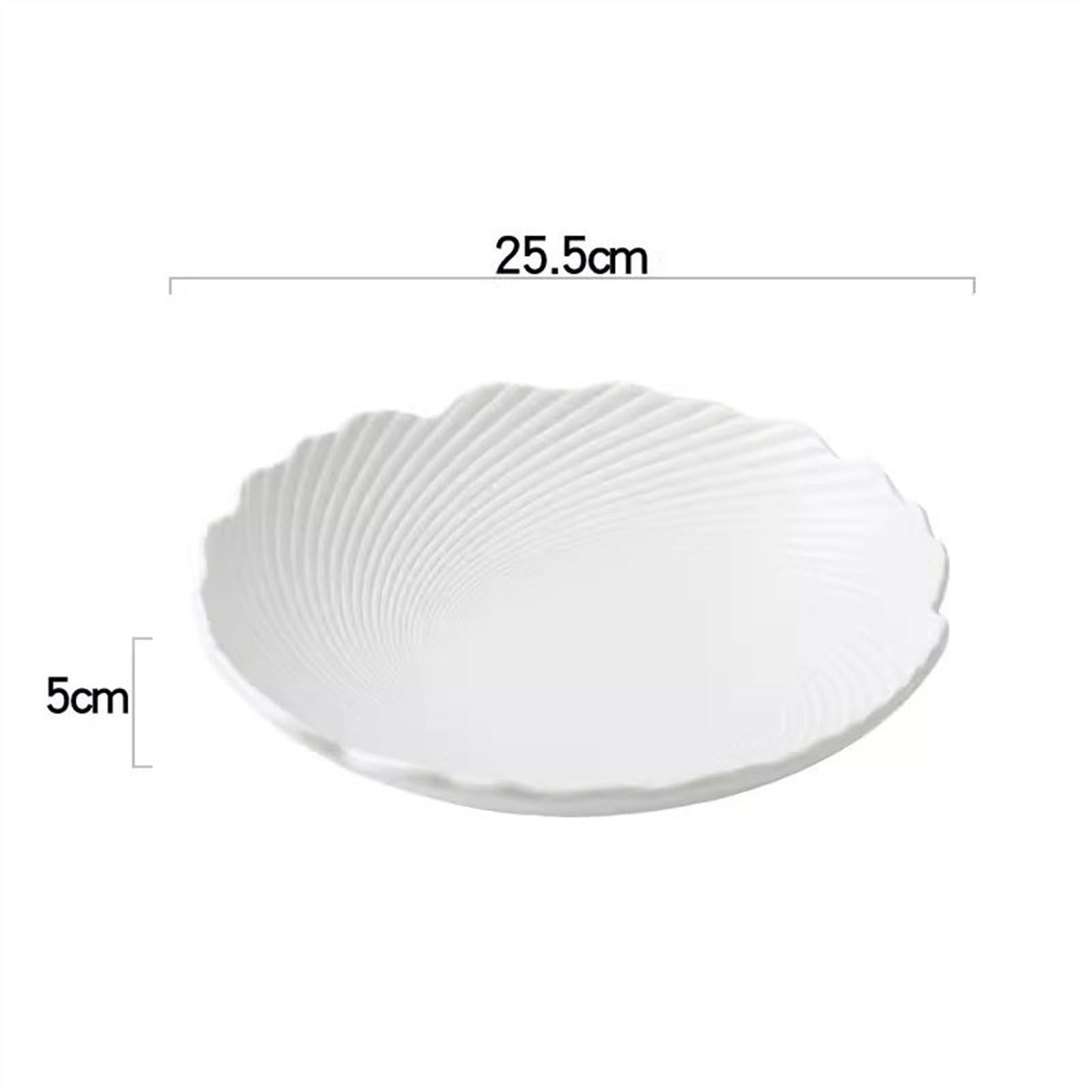 Pastaschalen Speiseteller Haushaltskeramik-Salatteller, dreidimensionale Relieftextur, hochwertiges Geschirr, kreativer, unregelmäßiger tiefer Teller Essteller(Weiß,10 inch)