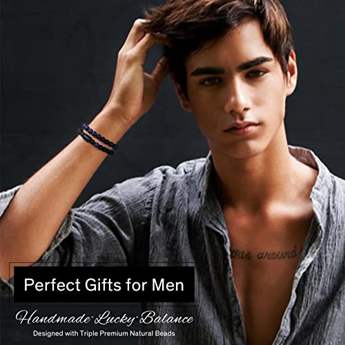 Astrology Taurus Gifts For Men Bracelets, 8Mm Natural Black Matte Agate Stone Handmade Blue Tiger Eye Adjustable Beads Bracelets Zodiac Constellation Taurus Stretch Bracelet Men Jewelry Birthday Gifts #TOP1