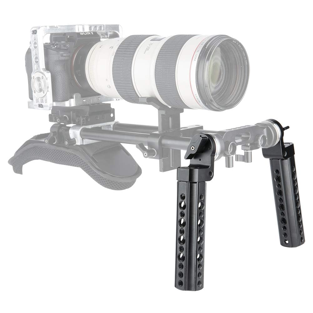 NICEYRIG Rosetten Griff Griff mit Standard Rosette Mount Adapter (M6 Gewinde, 31,8 mm) für 15mm Schulterstütze Rig Rod Support System