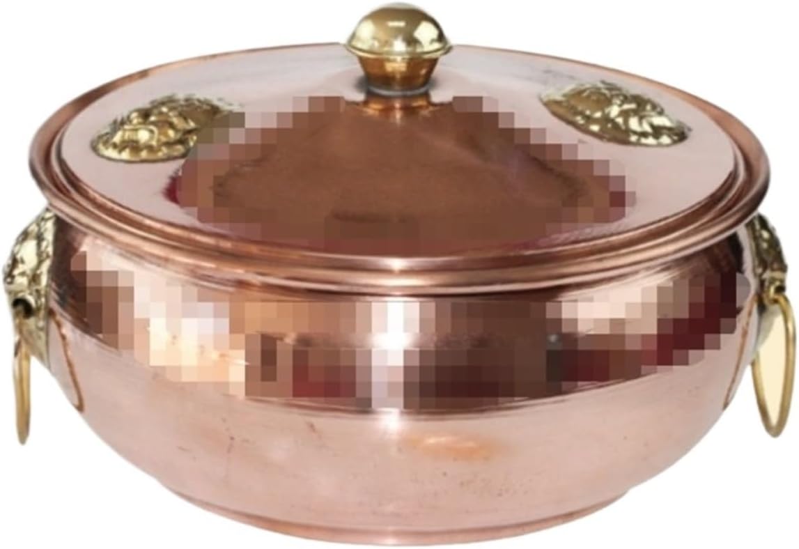 Olla de cobre QUQUQ para fondue y hot pot, 20 cm, base plana para inducción