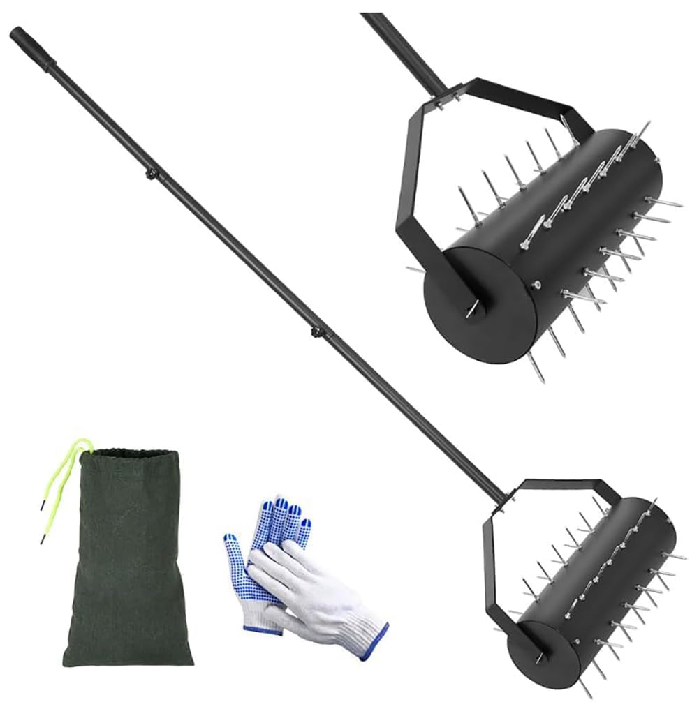 Aérateur de pelouse roulant pour corriger les sols durs de jardin