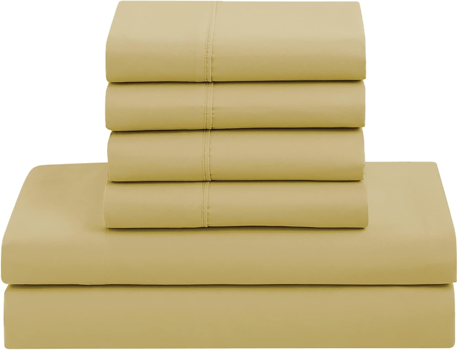 Sweet Home Collection 7 Piece Comforter Set Bag Solid Color All Season Soft Down Alternative Blanket & Luxurious Microfiber Bed Sheets, Camel, Full (Pack of 4)