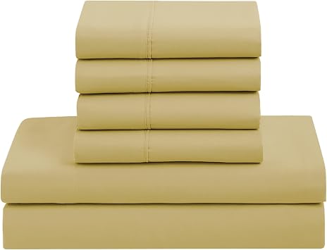 Sweet Home Collection 7 Piece Comforter Set Bag Solid Color All Season Soft Down Alternative Blanket & Luxurious Microfiber Bed Sheets, Camel, Twin (Pack of 4)