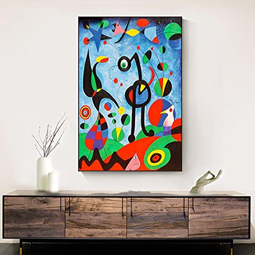 JZSDGB Joan Miro Prints - obrazy Joan Miro druk na płótnie - nowoczesna grafika - abstrakcyjna sztuka ścienna na płótnie - ogród, 1925 - 60 x 90 cm (24 x 36 cali) - nieoprawiony - dekoracja salonu