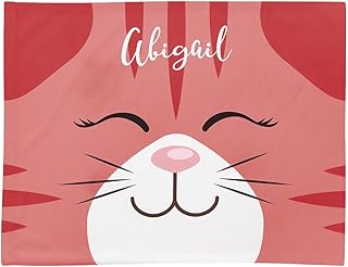 Fox Valley Traders Personalized Red Cat Pillowcase - Whimsical Bedroom Decor for Kids - Customizable with Name - 100% Cotton - Machine Washable - Fits Standard Pillows - 19