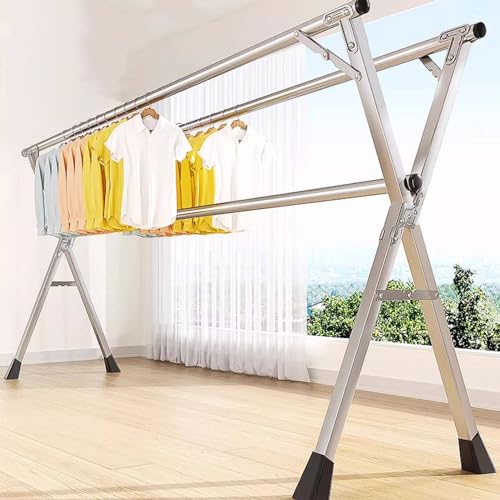 Étendoir à linge intérieur et extérieur modulable avec pieds stables
