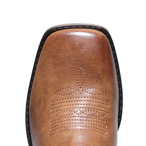 Image of IUV Cowboy Boots For Women Square Toe Cowgirl Wide Mid Calf Western Boots | Comfortable, Pull-on, Colorful Embroidered, Vintage-modern, Stylish for Daily Life and Outdoor Adventures.