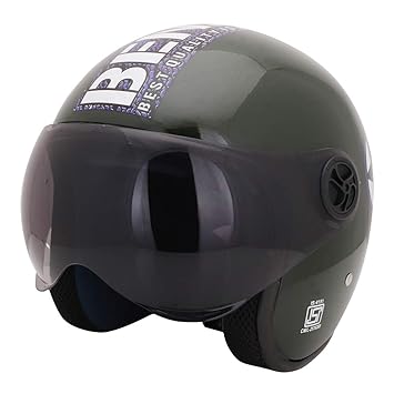 Sage Square Shell ISI Certified Guardian Cruiser Open Face Helmet for Cruisers Bike Royal Enfield (Green Glossy, Extra Large), ABS