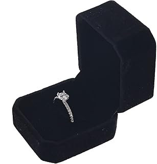 RJ Displays- 1 Piece Premium Black Velvet Ring Earring Jewelry Storage Box Gift Box, Ring Earrings Jewelry Counter Display Wedding Proposal Engagement Gift Box (Black-1 pcs)
