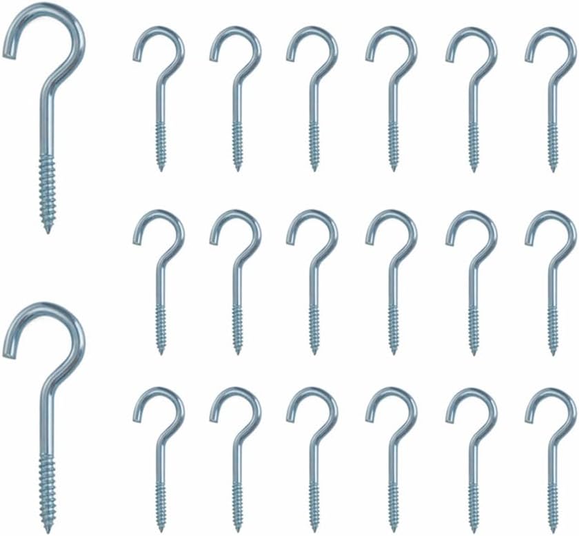 Metal Screwin Hooks, 20 Pcs M5 x 65mm, Small Stainless Steel Cup Hooks