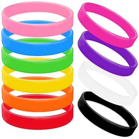 Morcheiong Colored Rubber Bracelets - 100pcs Blank Silicone Wristbands for Men Women and Teens Cover