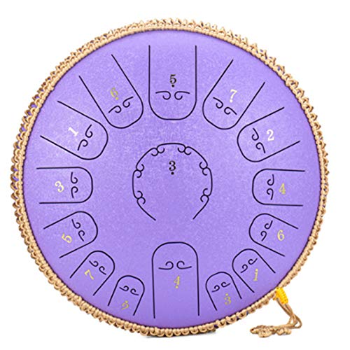 LFLYBCX Hang Drum, 14 Pouces à 15 Tons Steel Tongue Drums Hand Drum Instruments à Percussion avec Sac De Transport,pour La Méditation Personnelle,Le Yoga, Le Zen,F Cover