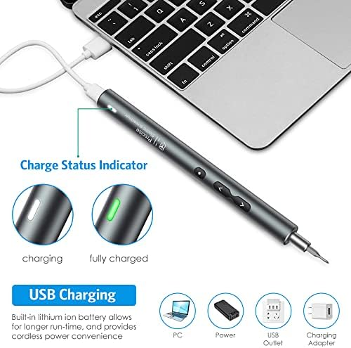 Newest Ankilo Mini Electric Screwdriver, 28 in 1 Rechargeable Portable Power Screwdriver Set with 24 Precision S2 Bits 3 LED Light Repair Tool for Phone Watch Camera Laptop Toys