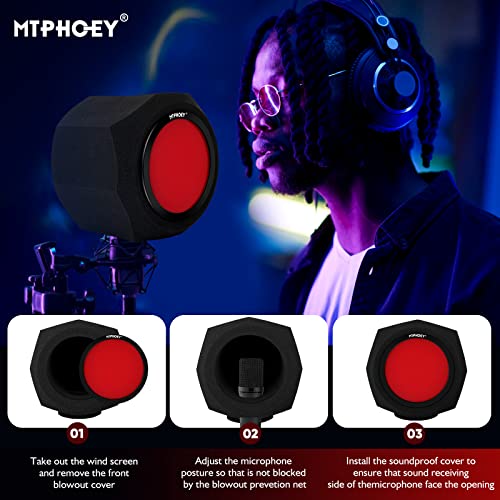 Microphone Windscreen Pop Filter, Recording Shield,Microphone Pop Filter Sound-Absorbing Foam Windscreen For Large Mic, Studio Equipment Indoor & Outdoor Recording With Gift Mic Stand&Phone Holder #TOP3