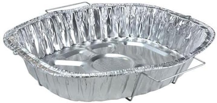 Nicole Fantini's 18.25"L X 13"W X 3.5"D Oval Heavy Duty Disposable Aluminum Foil Rack Roaster with Handle :Perfect for Baking and Roasting : 10 Quantity