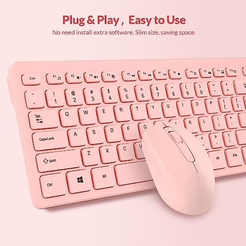 Wireless Keyboard and Mouse Combo - Rii Standard Office PC Keyboard and Optical Wireless Mice (Pink) by Rii - Used condition - Image 5