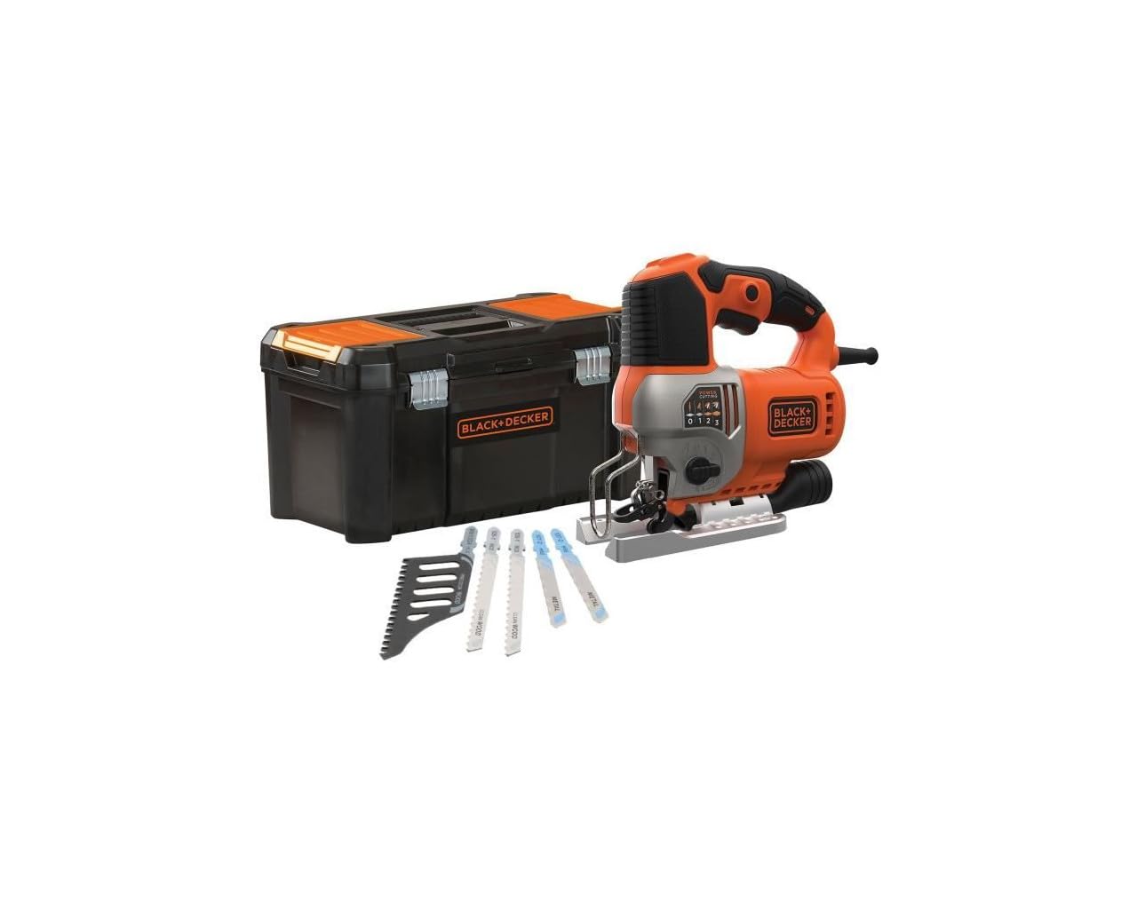 BLACK+DECKER Wyrzynarka wahadłowa black+decker 650 watów + 5 akcesoriów + skrzynka narzędziowa bes610ka5-qs