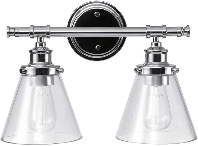 Globe Electric 51412 Parker 2Light Vanity Light, Chrome, Clear Glass