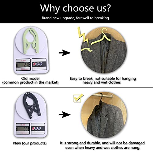 12 Pcs Black Travel Hangers - Portable Folding Clothes Hangers Travel Accessories Foldable Clothes Drying Rack For Travel #TOP1