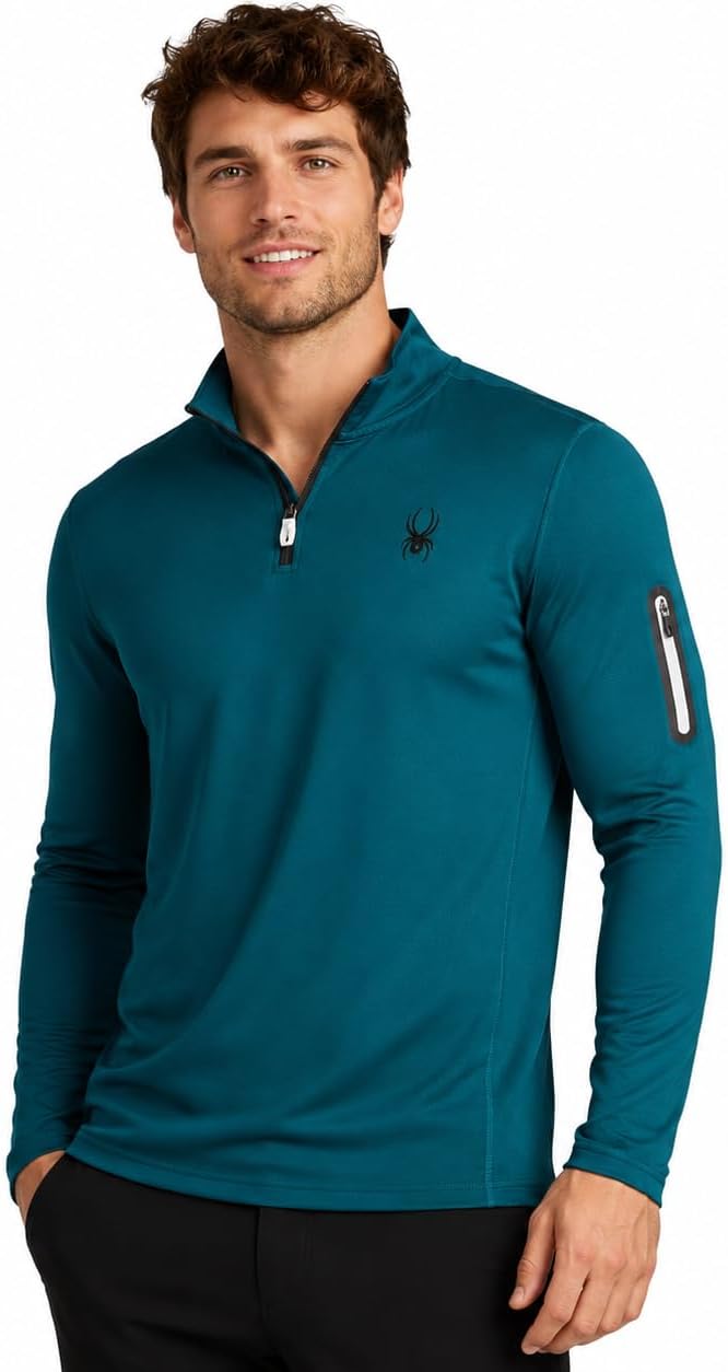 Spyder Mens Active Quarter Zip Pullover - Moisture Wicking Athletic Mens Sweatshirt, 1/4 Zip Long Sleeve Shirts for Men
