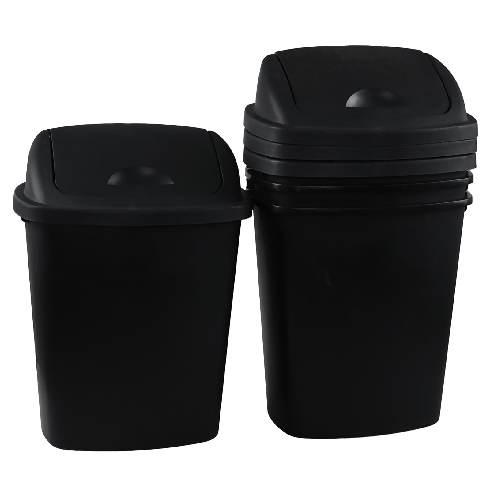 Parlynies 4 Pack 8 Gallon Medium Trash Can with Lid, Plastic Swing Top Garbage Can, Black Waste Bin Waste Basket for Bathroom, Kitchen, Bedroom,
