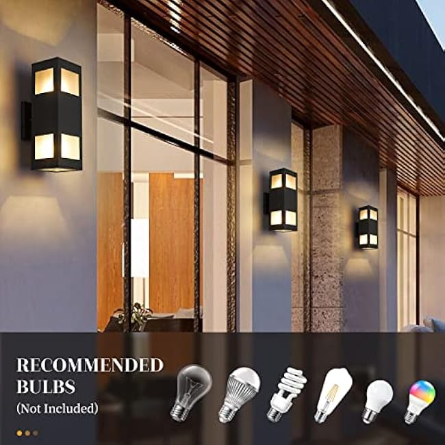 harriet Modern Rectangular Outdoor Wall Lights, 13 Black