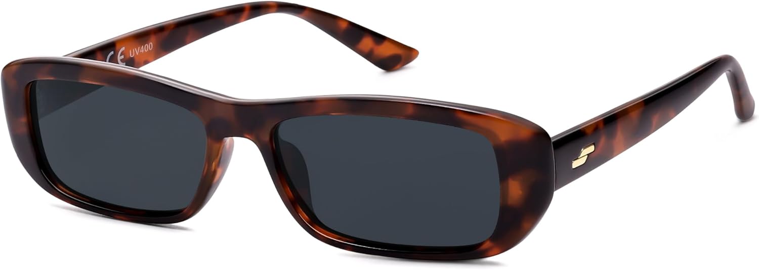 SOJOS Retro Rectangle Polarized Sunglasses Women Men Trendy Narrow Y2K Rectangular Frame Womens Mens Sun Glasses SJ2351